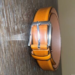 Johnston & Murphy Orange Belt with Silver Buckle